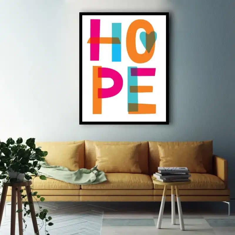 تابلو دکوراتیو عکس نوشته طرح HOPE کد1441