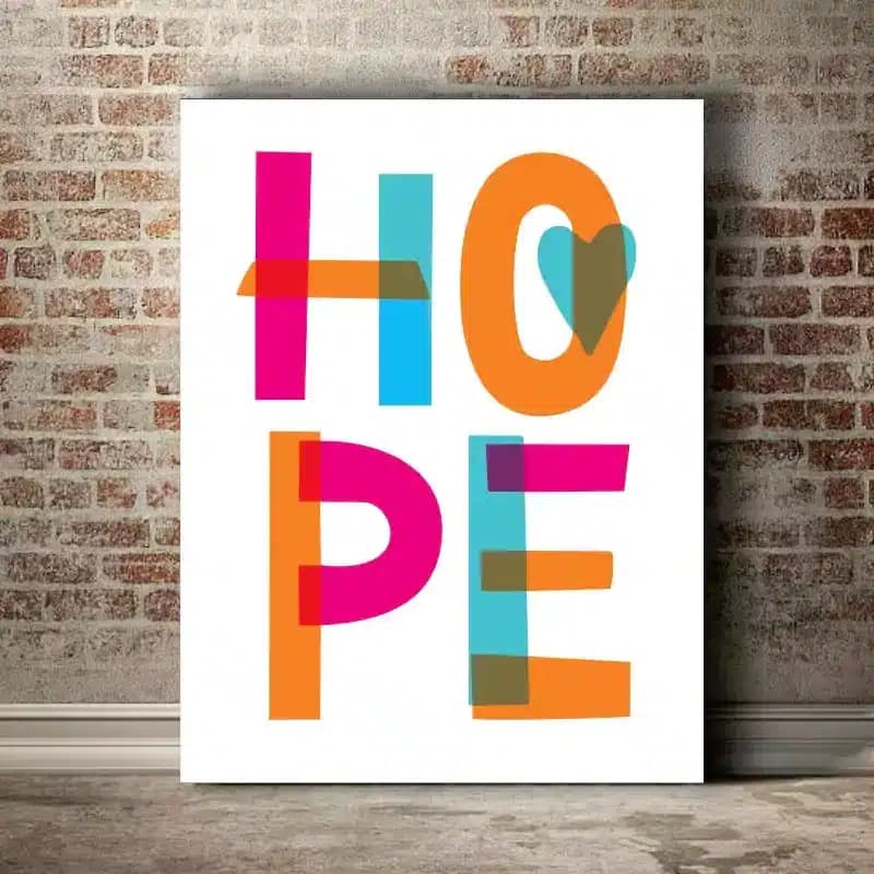 تابلو دکوراتیو عکس نوشته طرح HOPE کد1441 — تصویر ۲