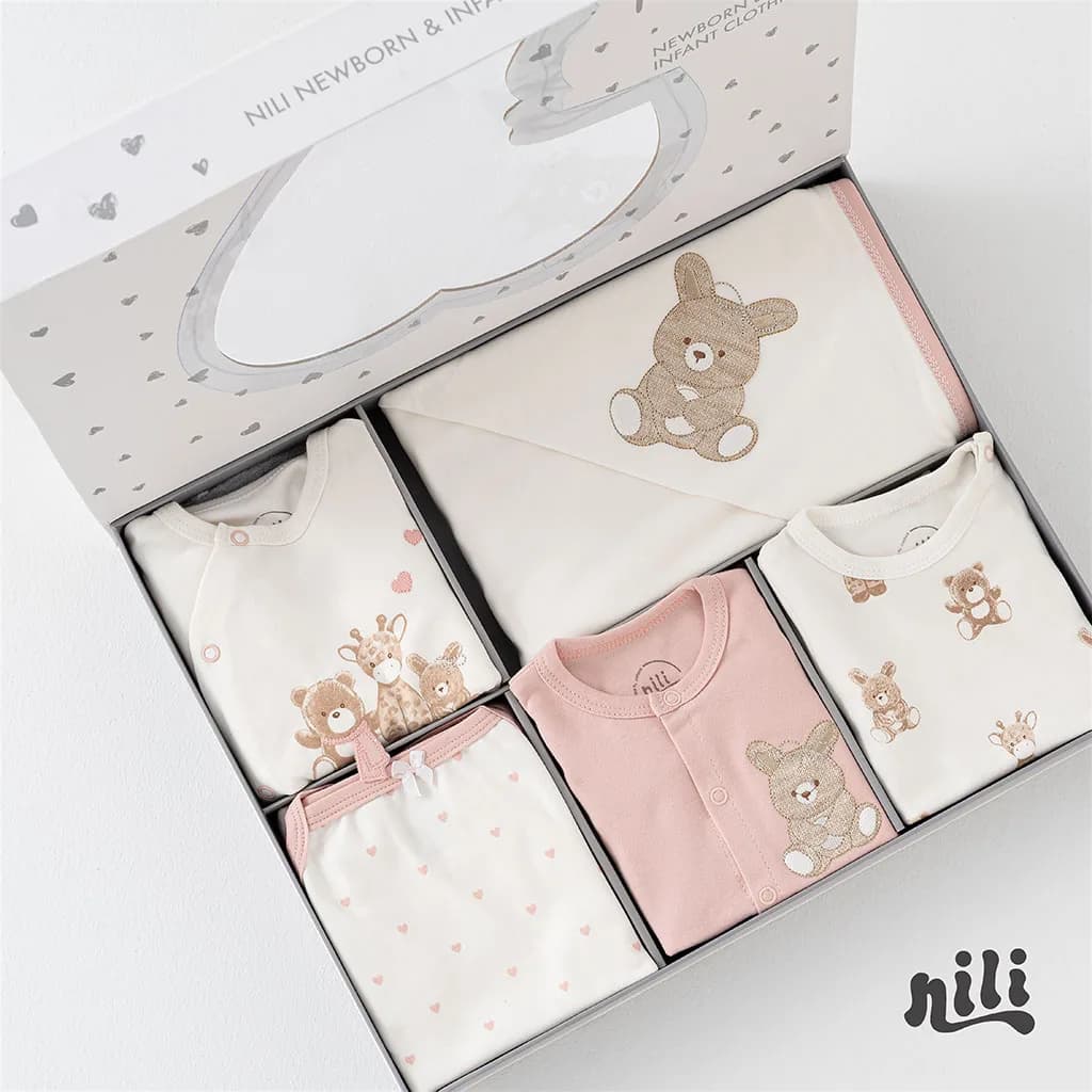 ست جعبه ای 13تکه طرح خرس خرگوش پنبه ای نیلی Nili — تصویر ۳