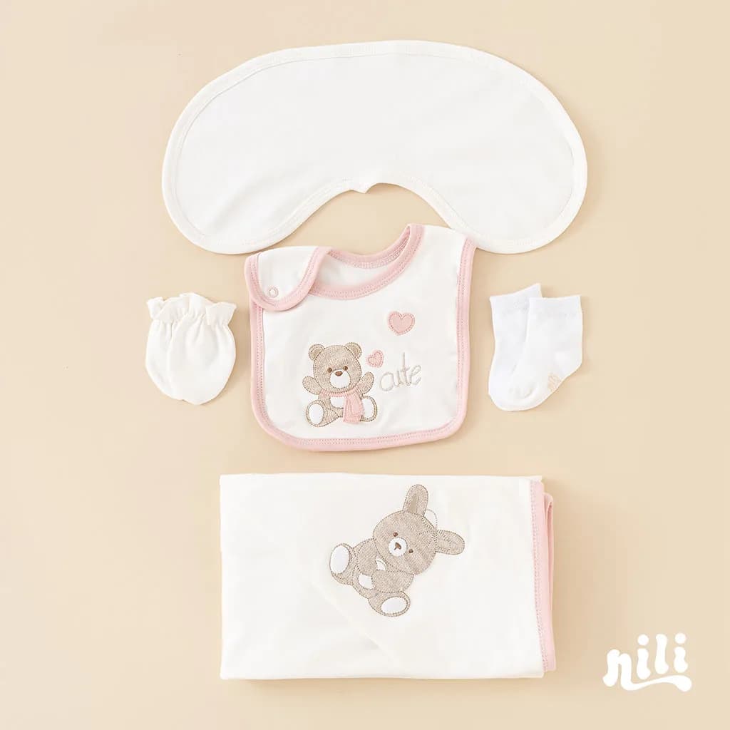 ست جعبه ای 13تکه طرح خرس خرگوش پنبه ای نیلی Nili — تصویر ۵