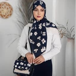 ست کیف و روسری (شال) طرح بنیتا در 8 رنگ روسری نخی قواره 130 کیف پاسپورتی — تصویر ۲