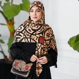 ست کیف و روسری (شال) طرح کاشی اسپادانا برند مونتلا کیف پاسپورتی روسری نخی قواره 130 — تصویر ۲
