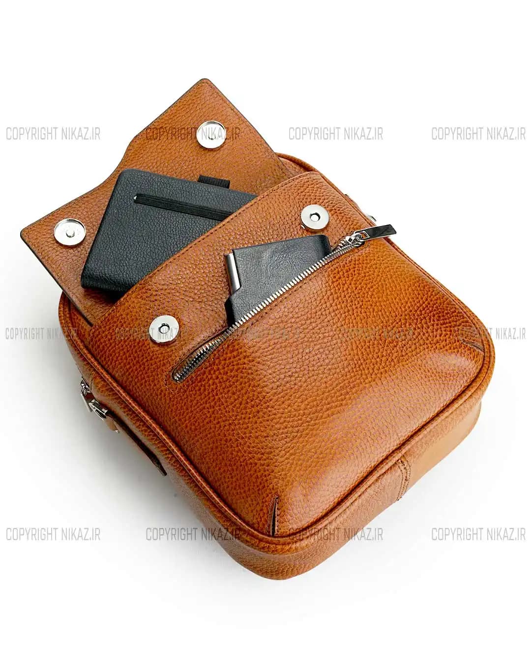 کیف دوشی مردانه چرم طبیعی مدل سامین کد 2645 — تصویر ۶