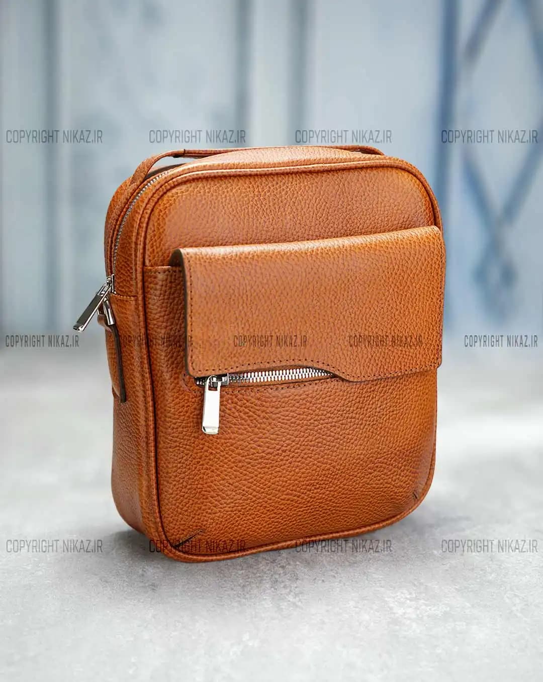 کیف دوشی مردانه چرم طبیعی مدل سامین کد 2645 — تصویر ۲