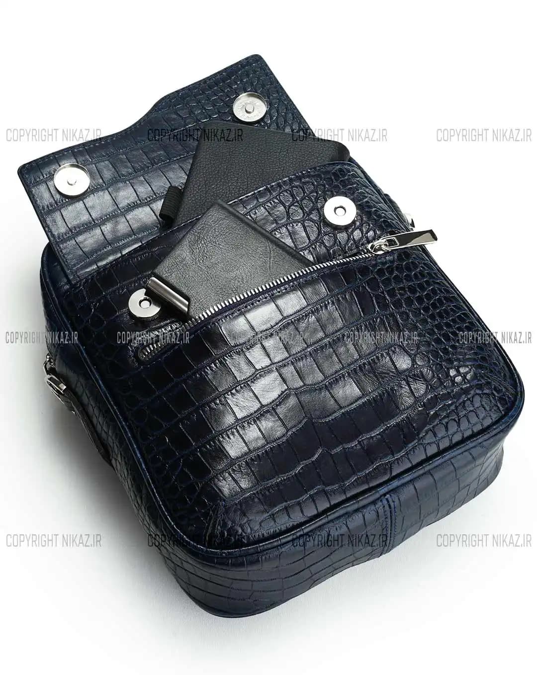 کیف دوشی مردانه چرم طبیعی مدل سامین کد 2643 — تصویر ۵