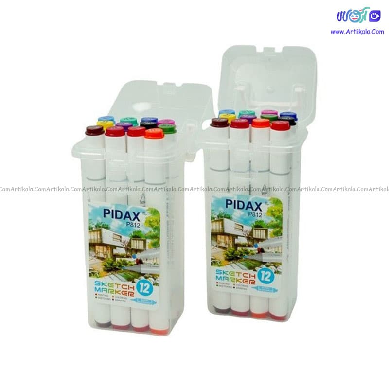 ماژیک 12 رنگ راندو دوسر برند پیداکس PIDAX کد P 812 — تصویر ۲