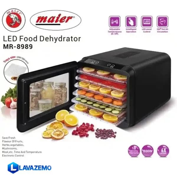 میوه خشک کن مایر مدل MR8989 با ۶ طبقه استیل ضد زنگ — تصویر ۳