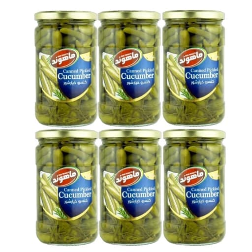 خیارشور سوپر ویژه نمکی ماهوند 660 گرم بسته 6 عددی