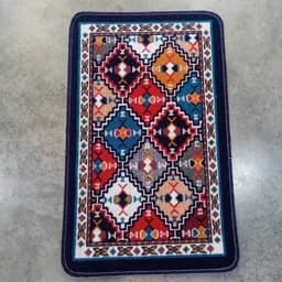 گلیم ماشینی کاشان طرح الماس سرمه ای پادری (80در50) پس کرایه — تصویر ۲