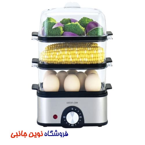 تخم مرغ پز و بخار پز سبزیجات سه طبقه گرین لاین مدل 3-Tier Egg Cooker ا Green Lion 3-Tier Egg Cooker Vegetable Steamer (تک/عمده)