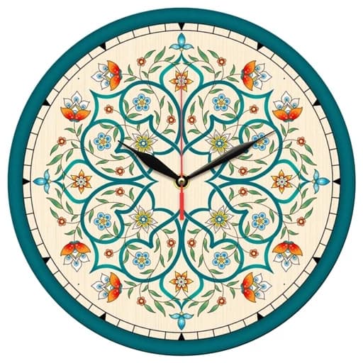 ساعت دیواری گرد مدل 1373 طرح گل سنتی سایز 30 سانتیمتر