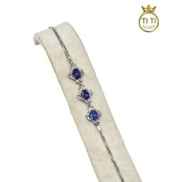 دستبند نقره سنگ سواروسکی آبی141 — تصویر ۲