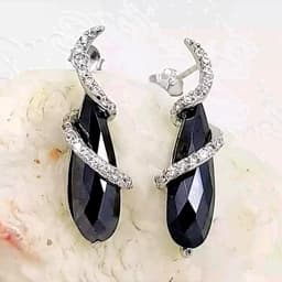 گوشواره نقره تایلندی با آبکاری طلا سفید ، — تصویر ۲