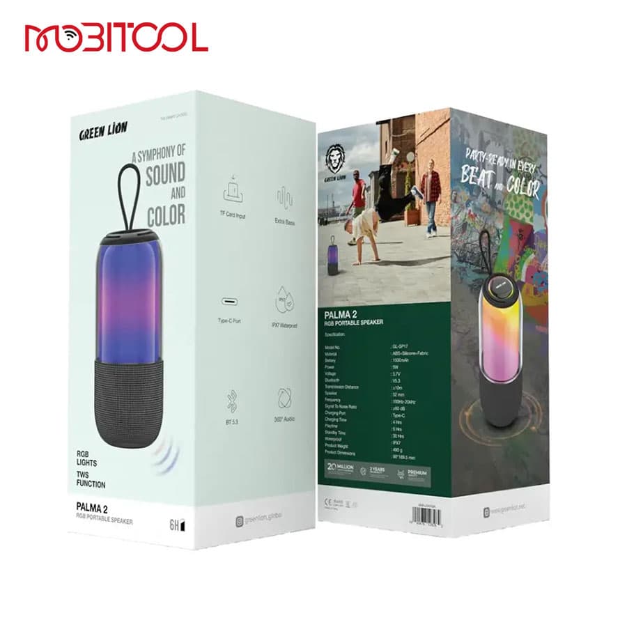 اسپیکر بلوتوث گرین لاین Green Lion Palma 2 RGB Portable Speaker — تصویر ۵