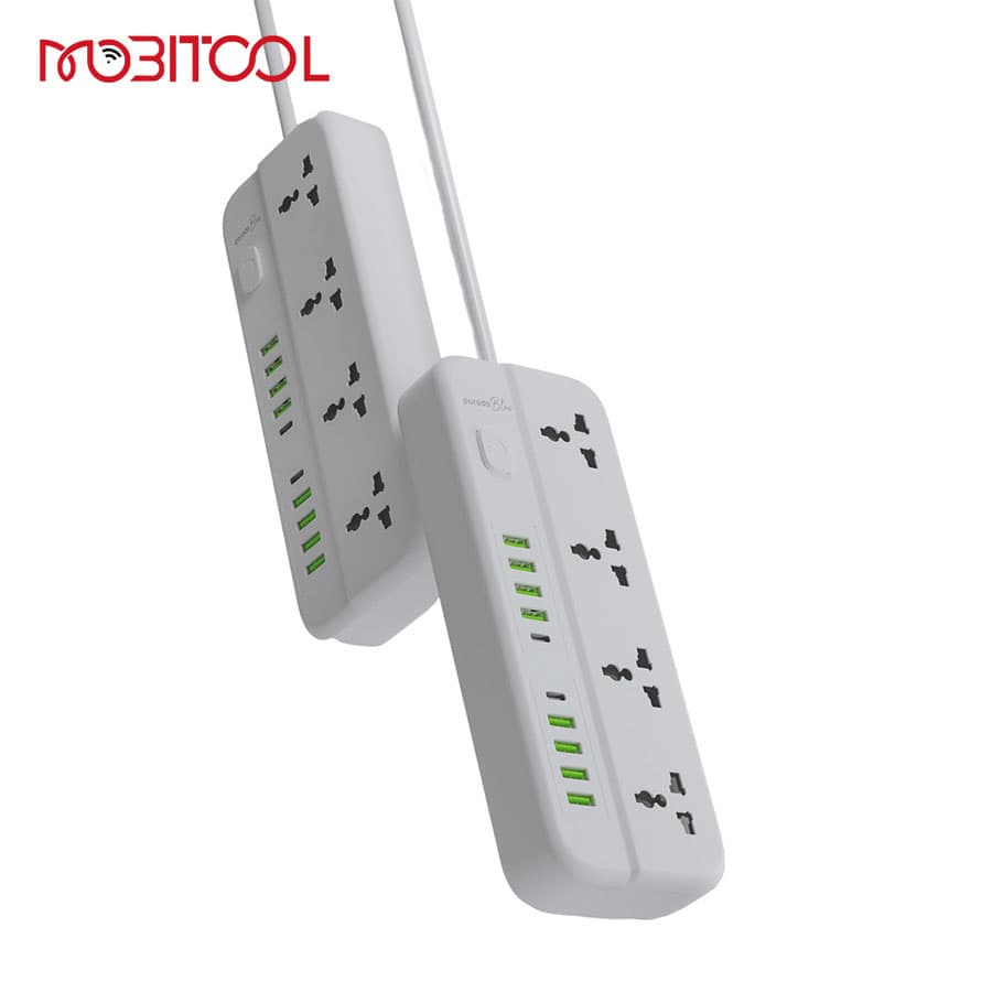 چندراهی برق هوشمند و شارژر پرودو Porodo Blue 4 Universal Sockets Power Strip PB-4ACPS2C8A-WH — تصویر ۲
