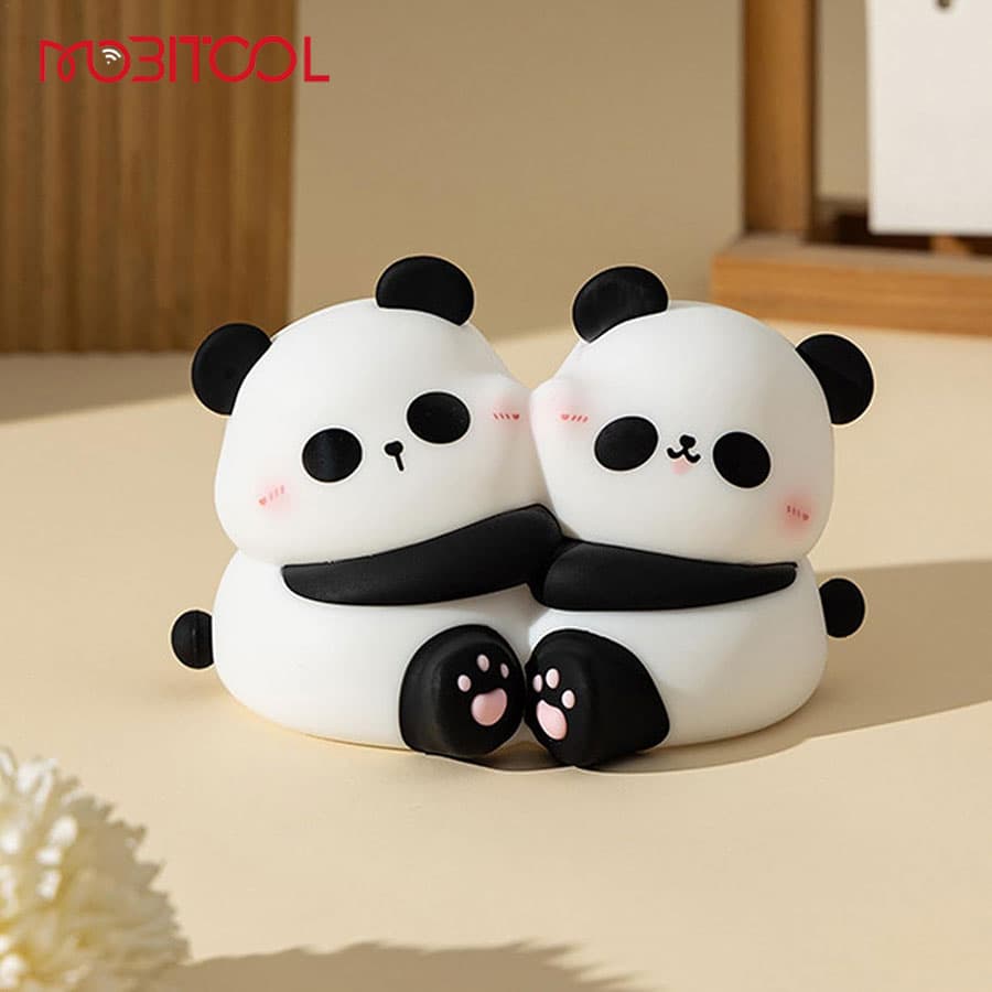 چراغ خواب سیلیکونی طرح پاندا دوقلو Panda Hug Silicone Night Light — تصویر ۵