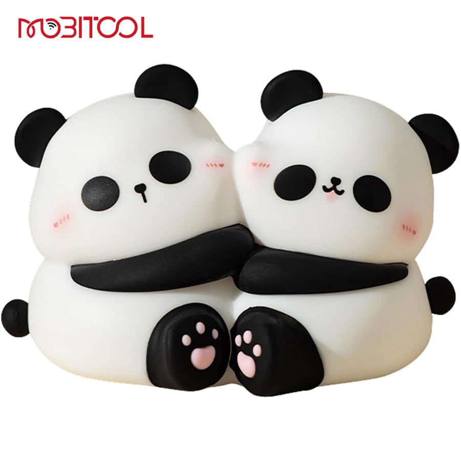 چراغ خواب سیلیکونی طرح پاندا دوقلو Panda Hug Silicone Night Light — تصویر ۲