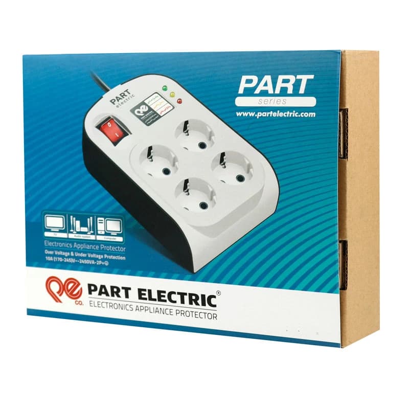 محافظ برق صوتی تصویری 4 خانه ارت دار پارت الکتریک 8793 با کابل 5 متری — تصویر ۲