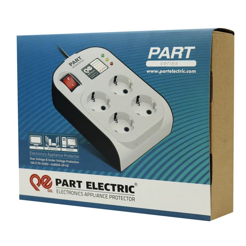 محافظ برق صوتی تصویری 4 خانه ارت دار پارت الکتریک PE8792 با کابل 3 متری — تصویر ۲