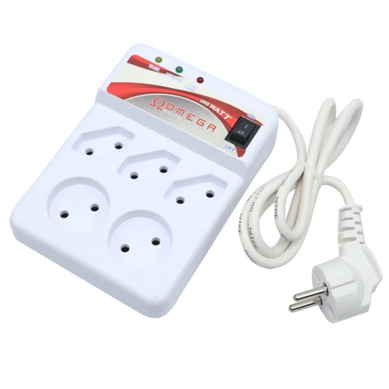 محافظ برق تلویزیون و یخچال و فریزر 5 خانه کلید دار امگا با کابل 1/3 متری — تصویر ۲