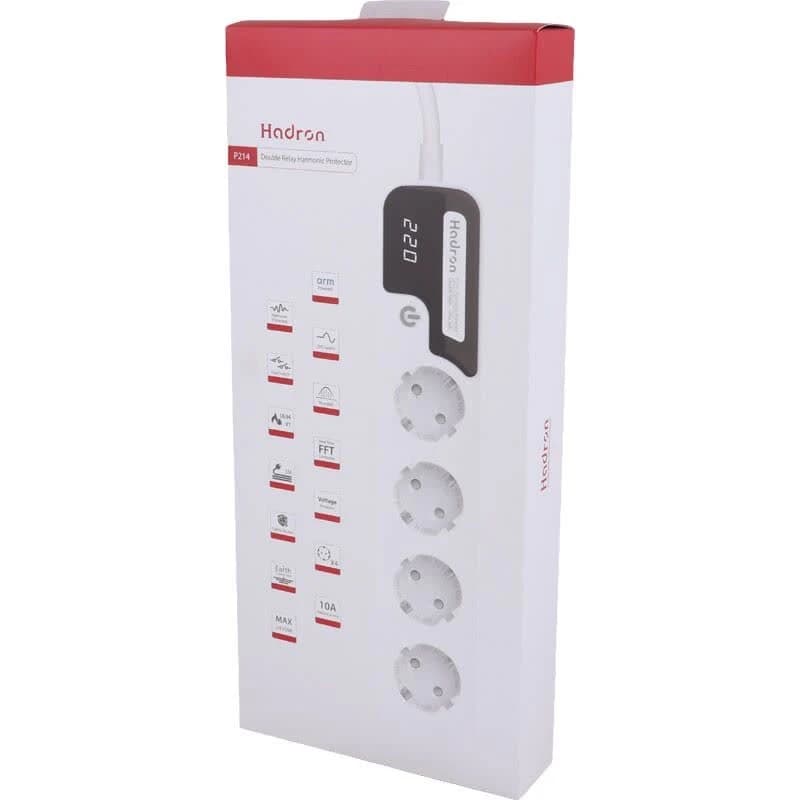 محافظ برق صوتی تصویری 4 خانه ارت دار هادرون P214 با کابل 3 متری — تصویر ۲