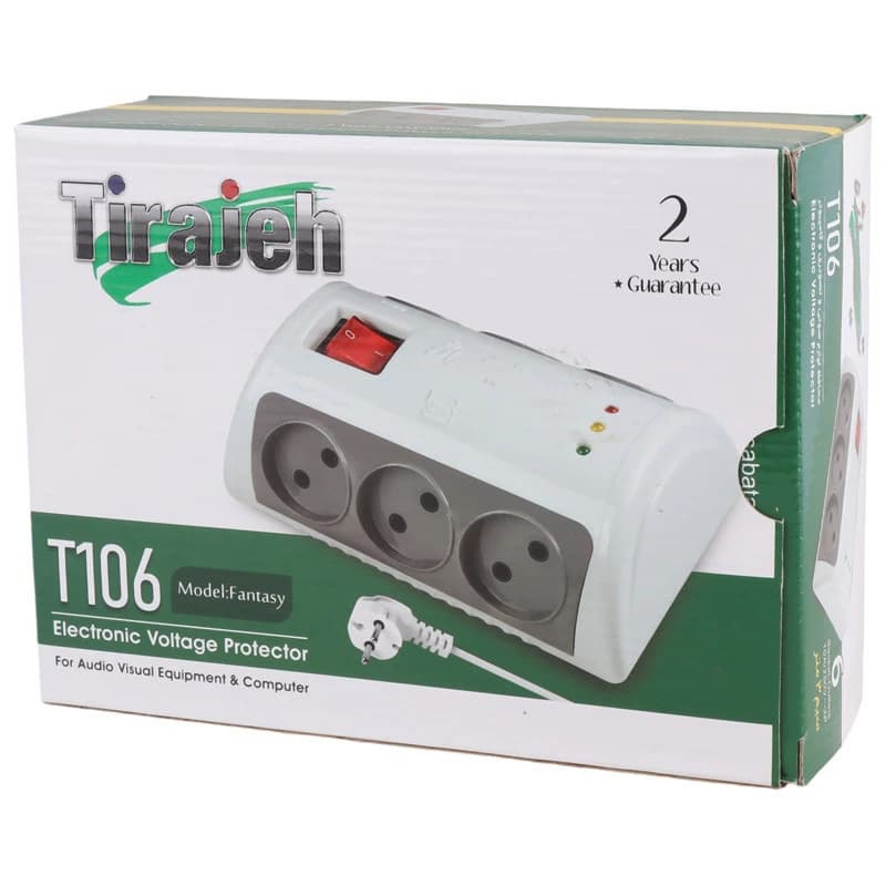 محافظ برق کامپیوتر و صوتی تصویری 6 خانه تیراژه T106 با کابل 3 متری — تصویر ۷