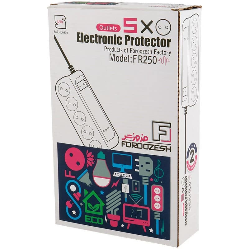 محافظ برق صوتی تصویری 5 خانه فروزش FR250 با کابل 4.8 متری — تصویر ۲