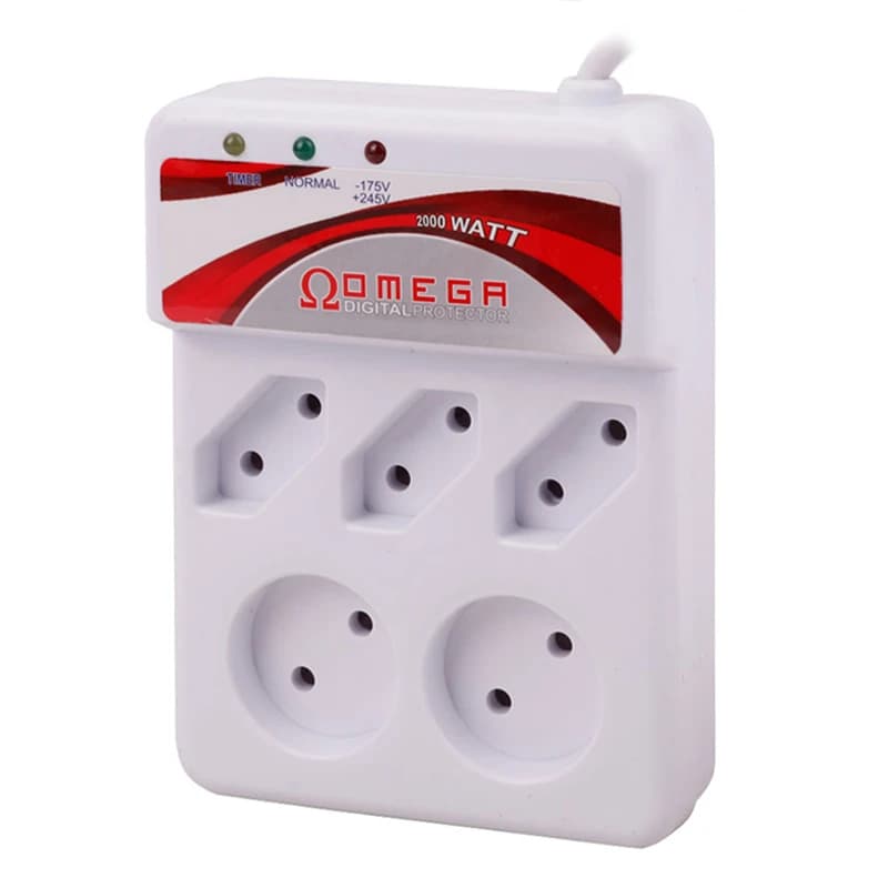 محافظ برق تلویزیون و یخچال و فریزر 5 خانه امگا با کابل 1٫3 متری