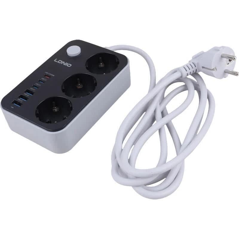 چند راهی 3 خانه ارت دار الدینیو SE3631C با کابل 2 متری + شارژر USB و Type-C — تصویر ۳