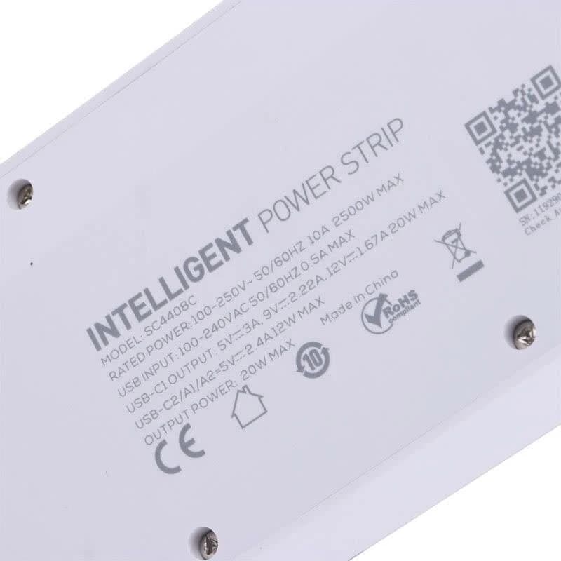 چند راهی 4 خانه ارت دار الدینیو SC4408C با کابل 2 متری + شارژر USB و Type-C — تصویر ۸