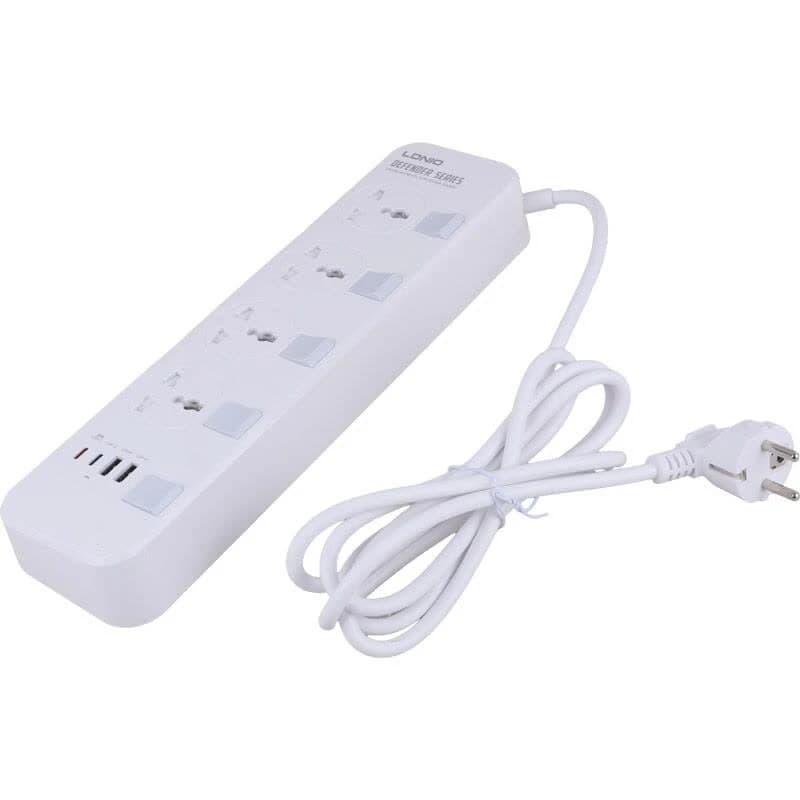 چند راهی 4 خانه ارت دار الدینیو SC4408C با کابل 2 متری + شارژر USB و Type-C — تصویر ۶
