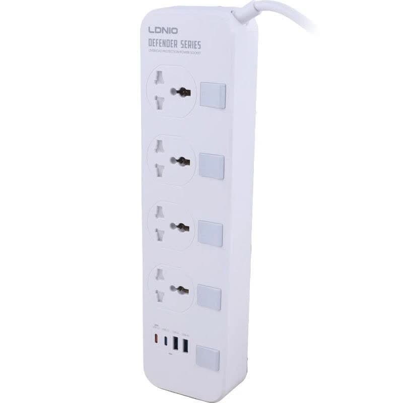 چند راهی 4 خانه ارت دار الدینیو SC4408C با کابل 2 متری + شارژر USB و Type-C — تصویر ۵