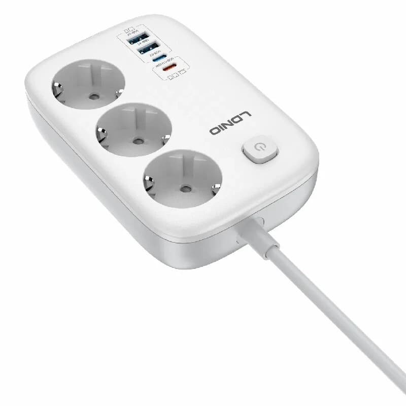 چند راهی 3 خانه ارت دار الدینیو SE2 با کابل 2 متری + شارژر USB و Type-C — تصویر ۷