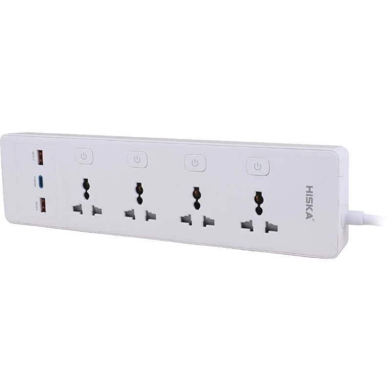 چند راهی 4 خانه هیسکا CH-5518UK با کابل 2 متری + شارژر USB و Type-C — تصویر ۶