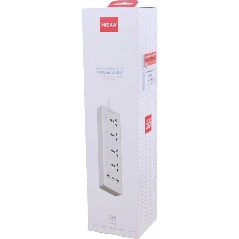 چند راهی 4 خانه هیسکا CH-5518UK با کابل 2 متری + شارژر USB و Type-C — تصویر ۲
