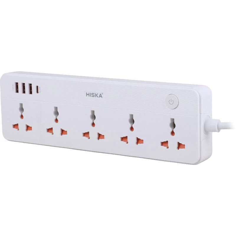 چند راهی 5 خانه هیسکا CH-5517UK با کابل 2 متری + شارژر USB و Type-C — تصویر ۶