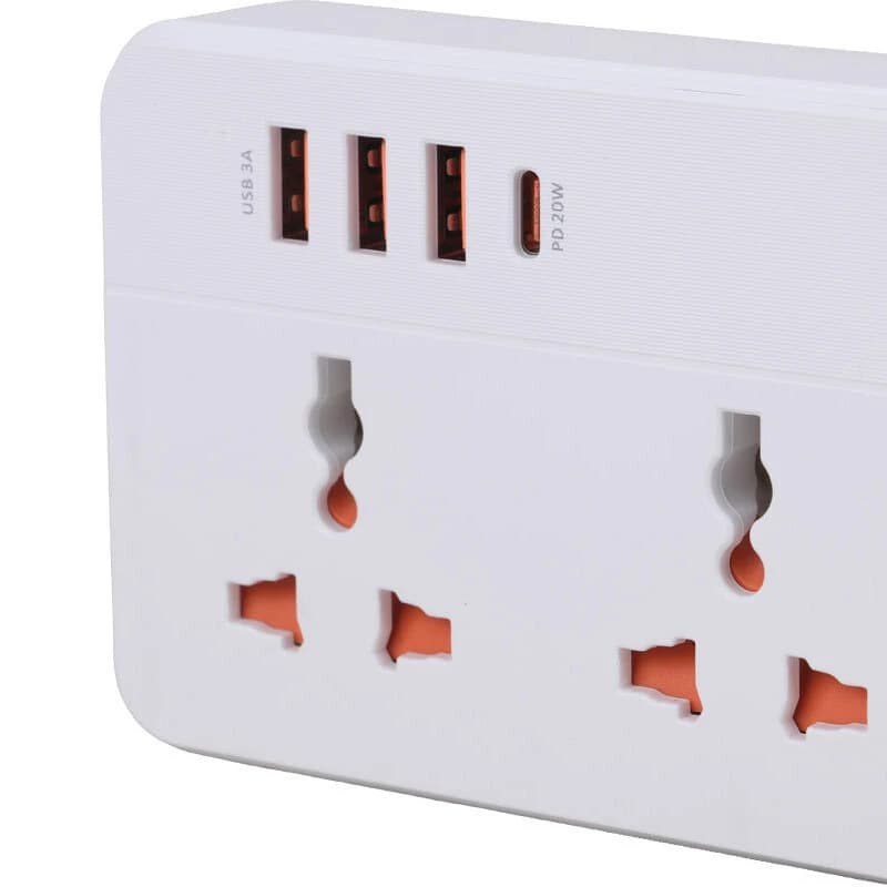 چند راهی 5 خانه هیسکا CH-5517UK با کابل 2 متری + شارژر USB و Type-C — تصویر ۸