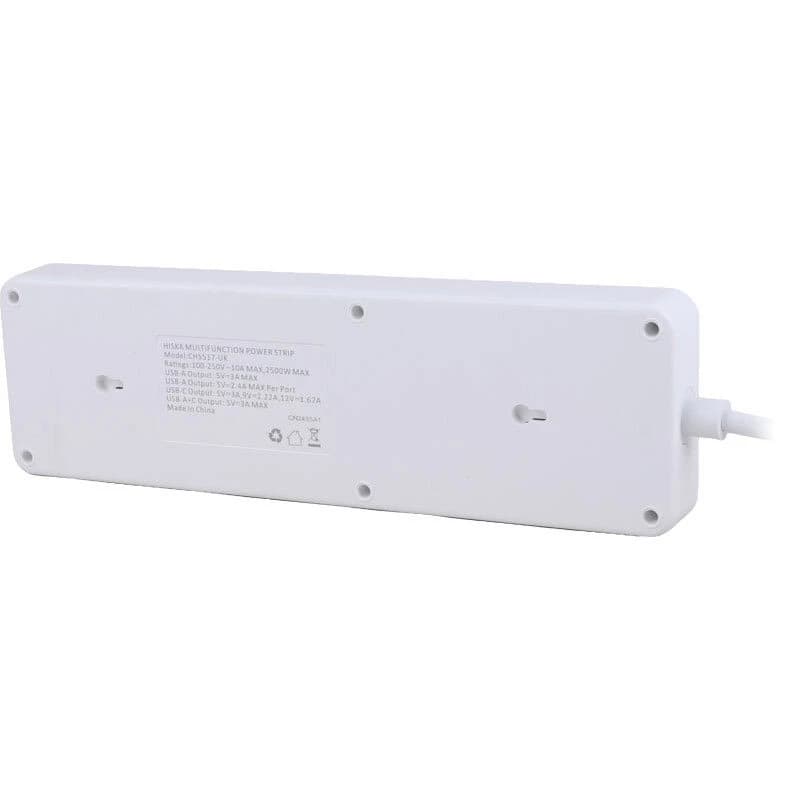 چند راهی 5 خانه هیسکا CH-5517UK با کابل 2 متری + شارژر USB و Type-C — تصویر ۷