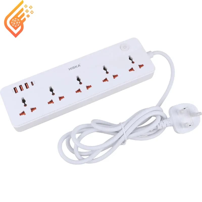 چند راهی 5 خانه هیسکا CH-5517UK با کابل 2 متری + شارژر USB و Type-C — تصویر ۱۲