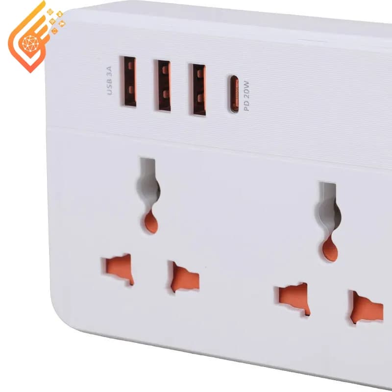 چند راهی 5 خانه هیسکا CH-5517UK با کابل 2 متری + شارژر USB و Type-C — تصویر ۱۰