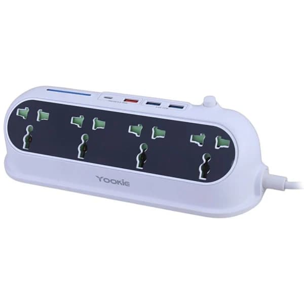 چند راهی 4 خانه یوکی EB02 با کابل 1.4 متری + شارژر USB و Type-C — تصویر ۹