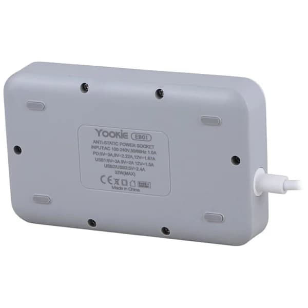 چند راهی 4 خانه یوکی EB01 با کابل 1.5 متری + شارژر USB و Type-C — تصویر ۱۰