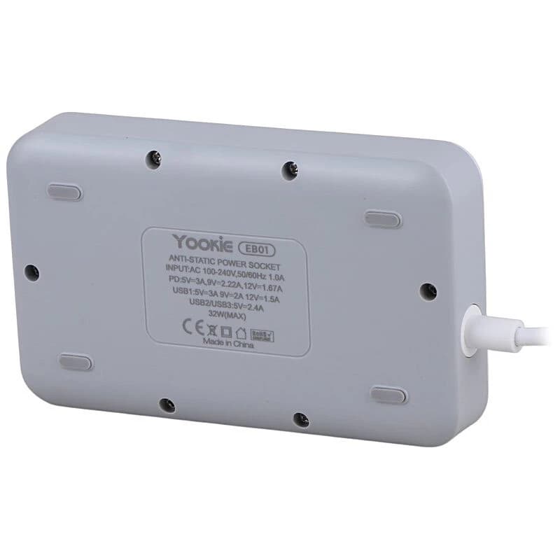 چند راهی 4 خانه یوکی EB01 با کابل 1.5 متری + شارژر USB و Type-C — تصویر ۴