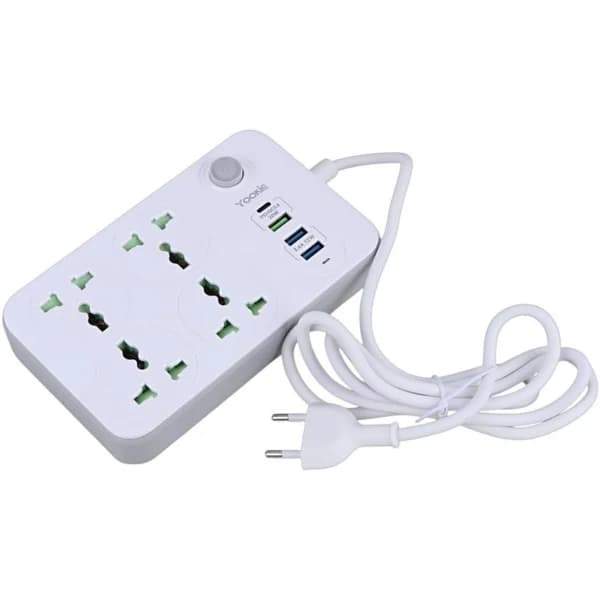 چند راهی 4 خانه یوکی EB01 با کابل 1.5 متری + شارژر USB و Type-C — تصویر ۱۱