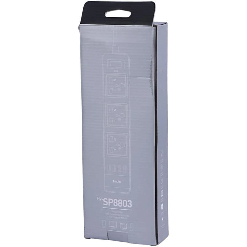 چند راهی 3 خانه ارت دار هویت HV-SP8803 با کابل 2 متری + شارژر USB — تصویر ۷