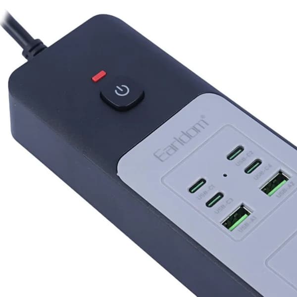 چند راهی 4 خانه ارلدام ES-SC27 با کابل 2 متری + شارژر USB و Type-C — تصویر ۱۲