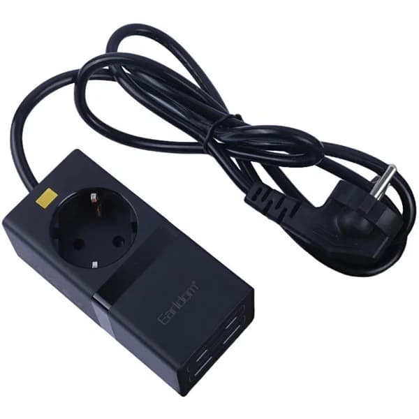 چند راهی 1 خانه ارت دار ارلدام ES-SC21 با کابل 1.5 متری + شارژر USB و Type-C — تصویر ۱۲
