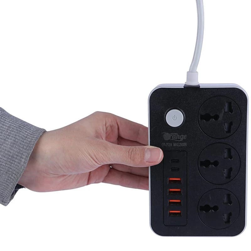چند راهی 3 خانه اورنج OR-PD24 با کابل 2 متری + شارژر USB و Type-C — تصویر ۳