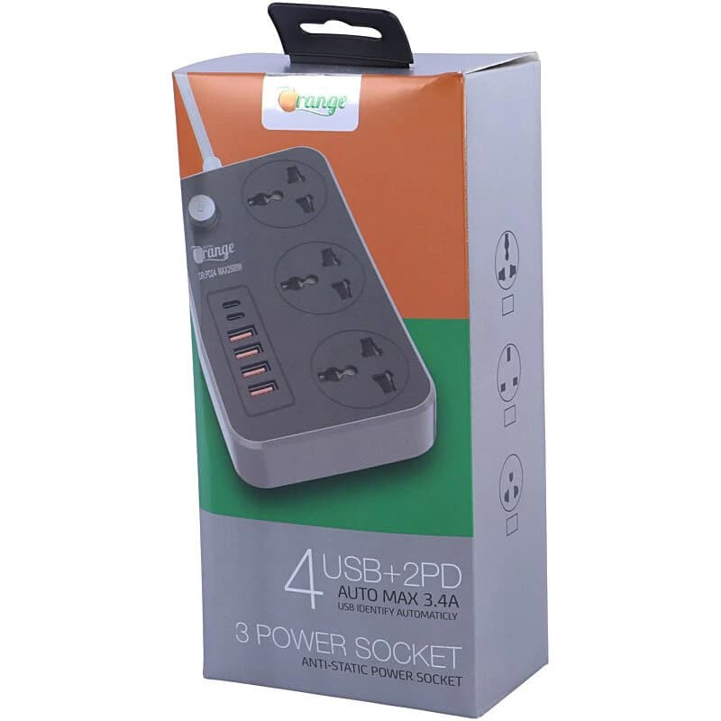 چند راهی 3 خانه اورنج OR-PD24 با کابل 2 متری + شارژر USB و Type-C — تصویر ۲