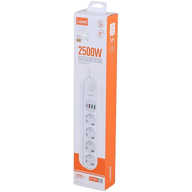 چند راهی 4 خانه الدینیو SE1 با کابل 2 متری + شارژر USB و Type-C — تصویر ۲